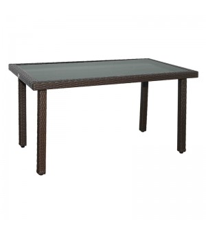 Τραπέζι Rattan Αλουμινίου 150x90cm Με Κρύσταλλο 184-9052