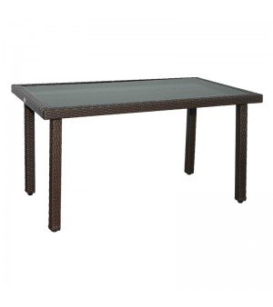 Τραπέζι Rattan Αλουμινίου 120x70cm Με Κρύσταλλο 184-9717