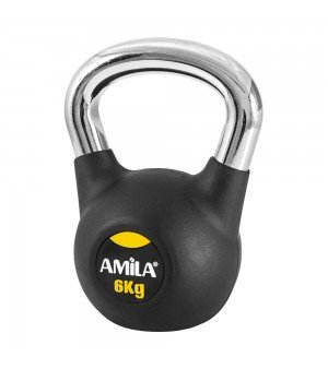 Kettlebell με επένδυση Λάστιχου και Λαβή Χρωμίου 6kg Amila 44571